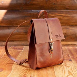 Womens leather backpack purse